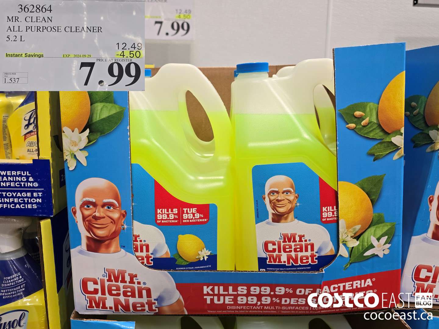 362864 MR. CLEAN ALL PURPOSE CLEANER 5.2 L ($4.50 INSTANT SAVINGS EXPIRES ON 2024-09-29) $7.99