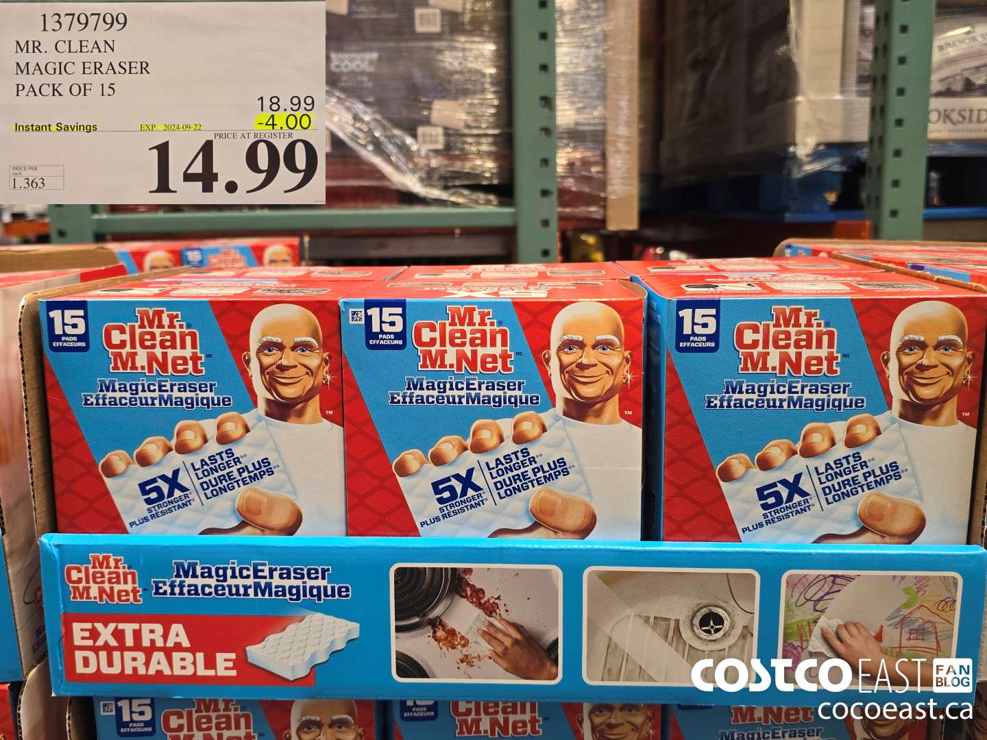 1379799 MR. CLEAN MAGIC ERASER PACK OF 15 ($4.00 INSTANT SAVINGS EXPIRES ON 2024-09-22) $14.99
