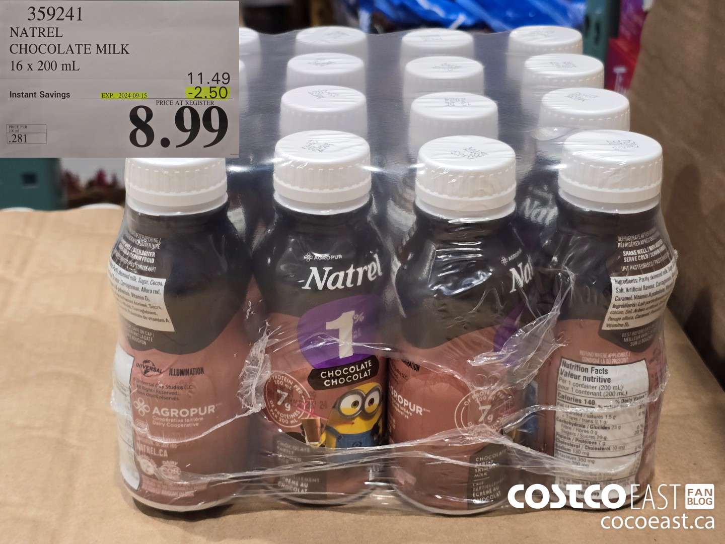 359241 NATREL CHOCOLATE MILK 16 x 200 mL ($2.50 INSTANT SAVINGS EXPIRES ON 2024-09-15) $8.99