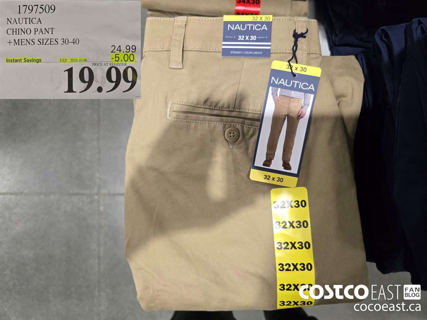 1797509 NAUTICA CHINO PANT +MENS SIZES 30-40 ($5.00 INSTANT SAVINGS EXPIRES ON 2024-10-06) $19.99