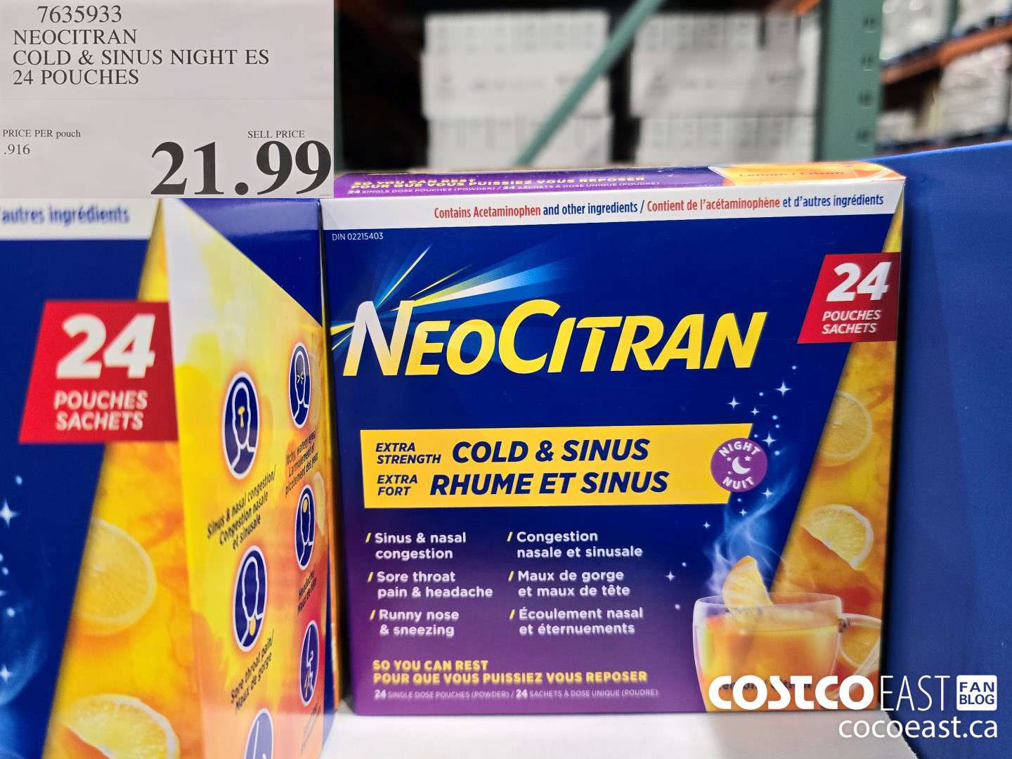 7635933 NEOCITRAN COLD & SINUS NIGHT ES 24 POUCHES $21.99