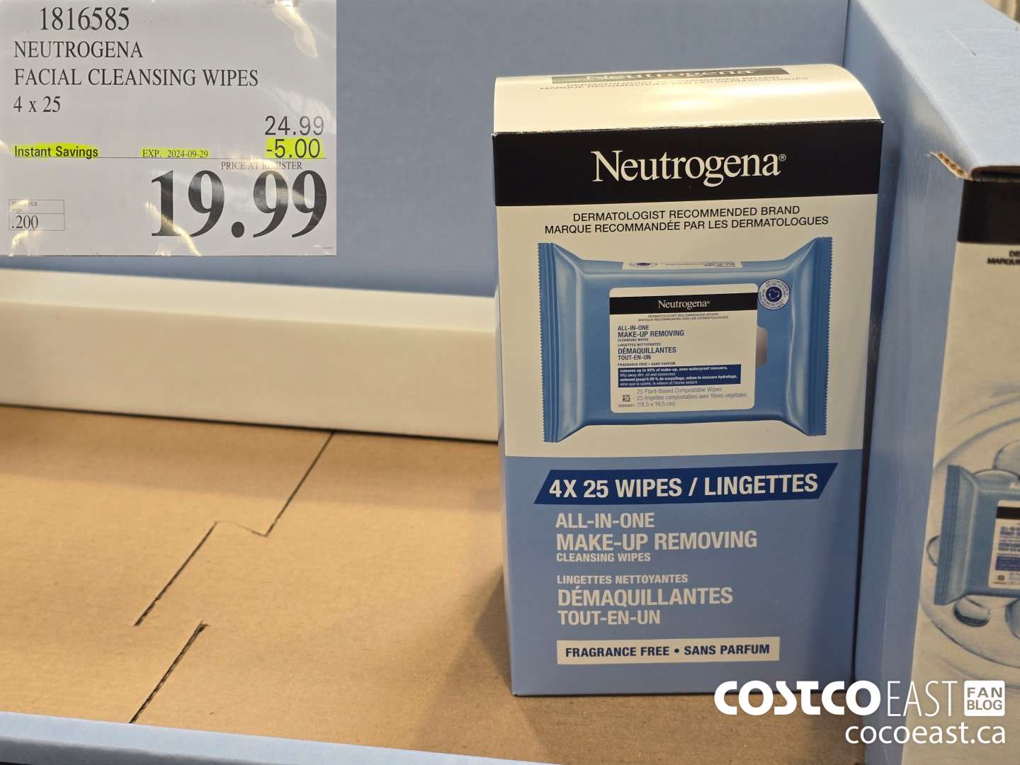 1816585 NEUTROGENA FACIAL CLEANSING WIPES 4x25 ($5.00 INSTANT SAVINGS EXPIRES ON 2024-09-29) $19.99