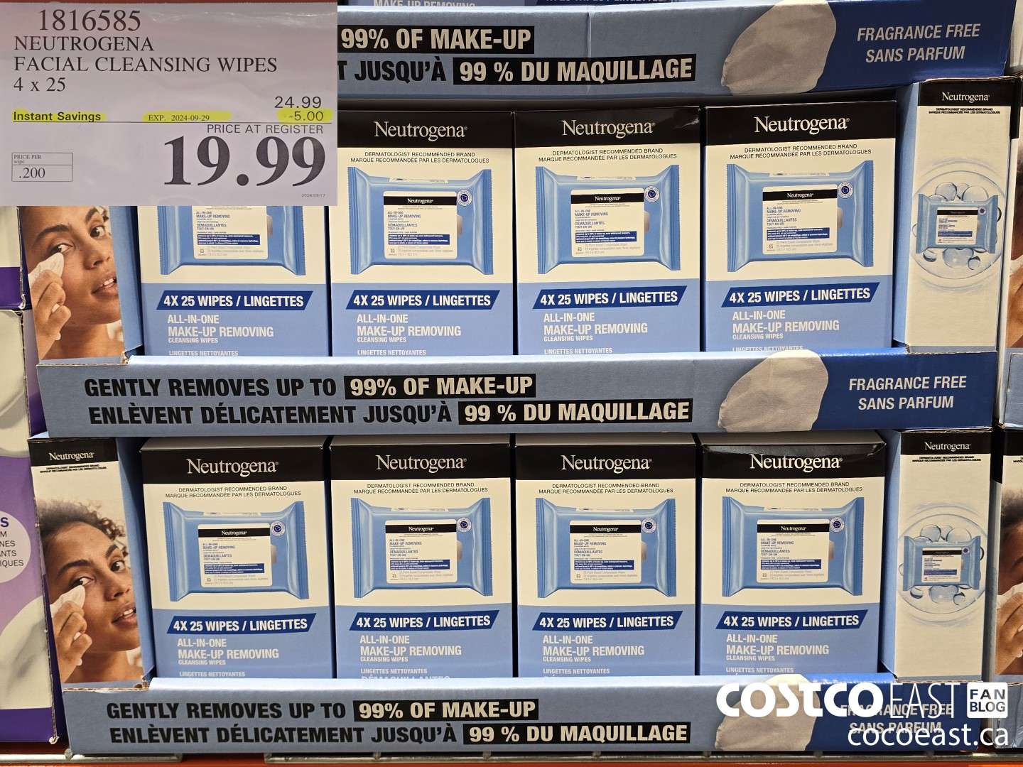 1816585 NEUTROGENA FACIAL CLEANSING WIPES 4x25 ($5.00 INSTANT SAVINGS EXPIRES ON 2024-09-29) $19.99