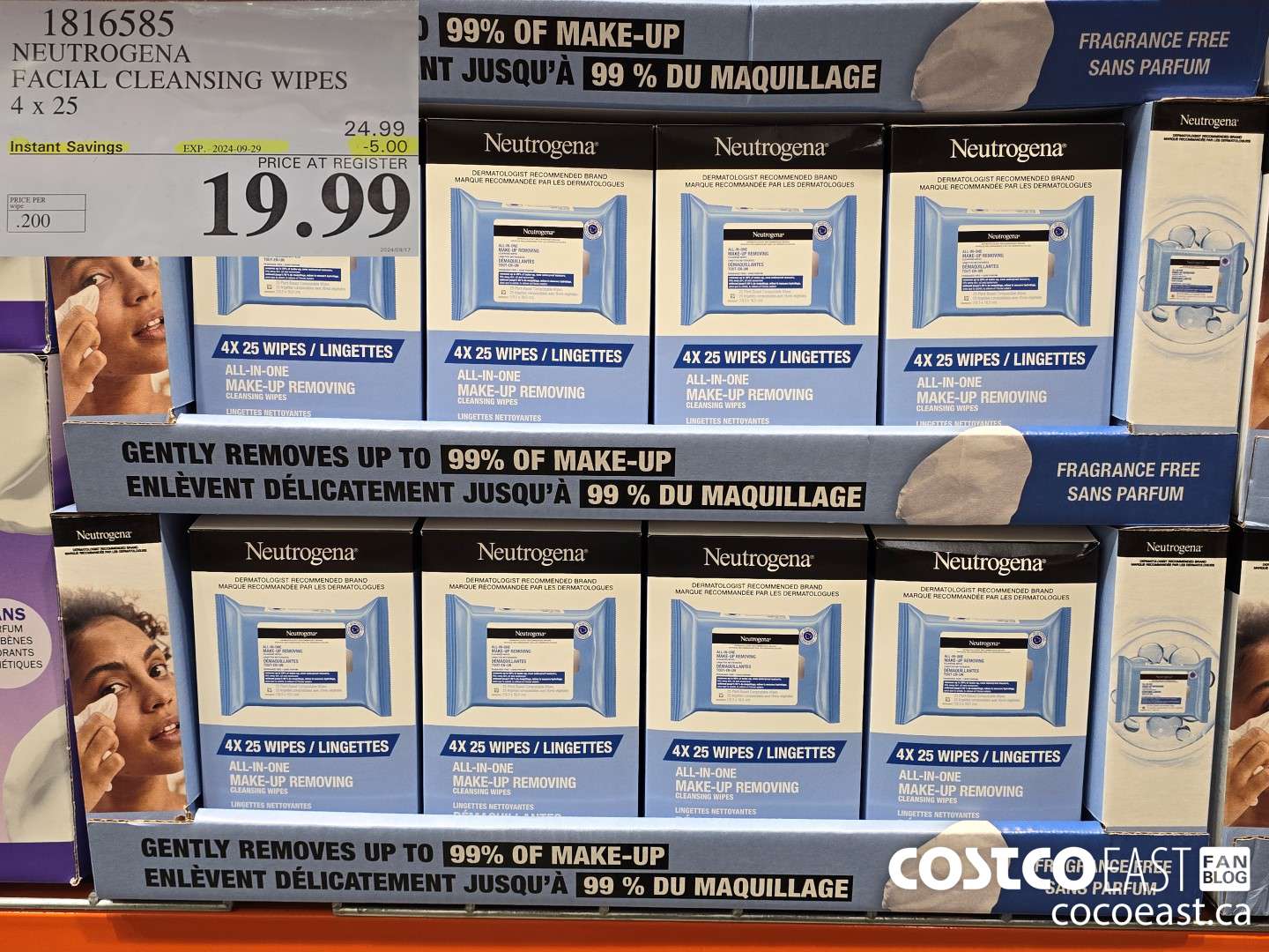 1816585 NEUTROGENA FACIAL CLEANSING WIPES 4x25 ($5.00 INSTANT SAVINGS EXPIRES ON 2024-09-29) $19.99