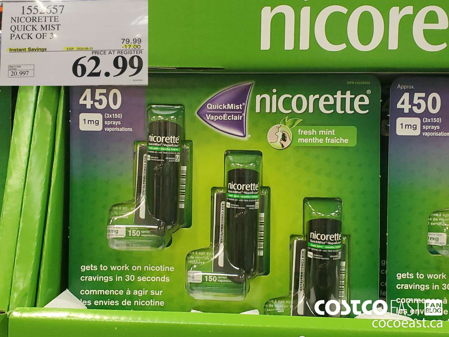1552657 NICORETTE QUICK MIST PACK OF 2  ($17.00 INSTANT SAVINGS EXPIRES ON 2024-09-15) $62.99