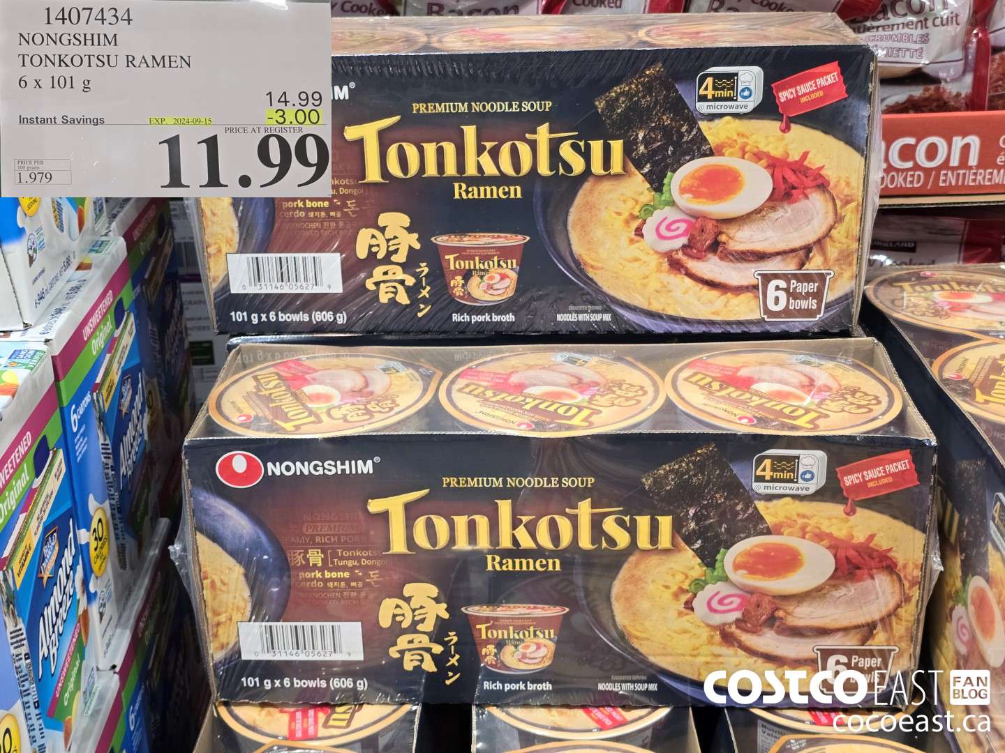 1407434 NONGSHIM TONKOTSU RAMEN 6 x 101 g ($3.00 INSTANT SAVINGS EXPIRES ON 2024-09-15) $11.99