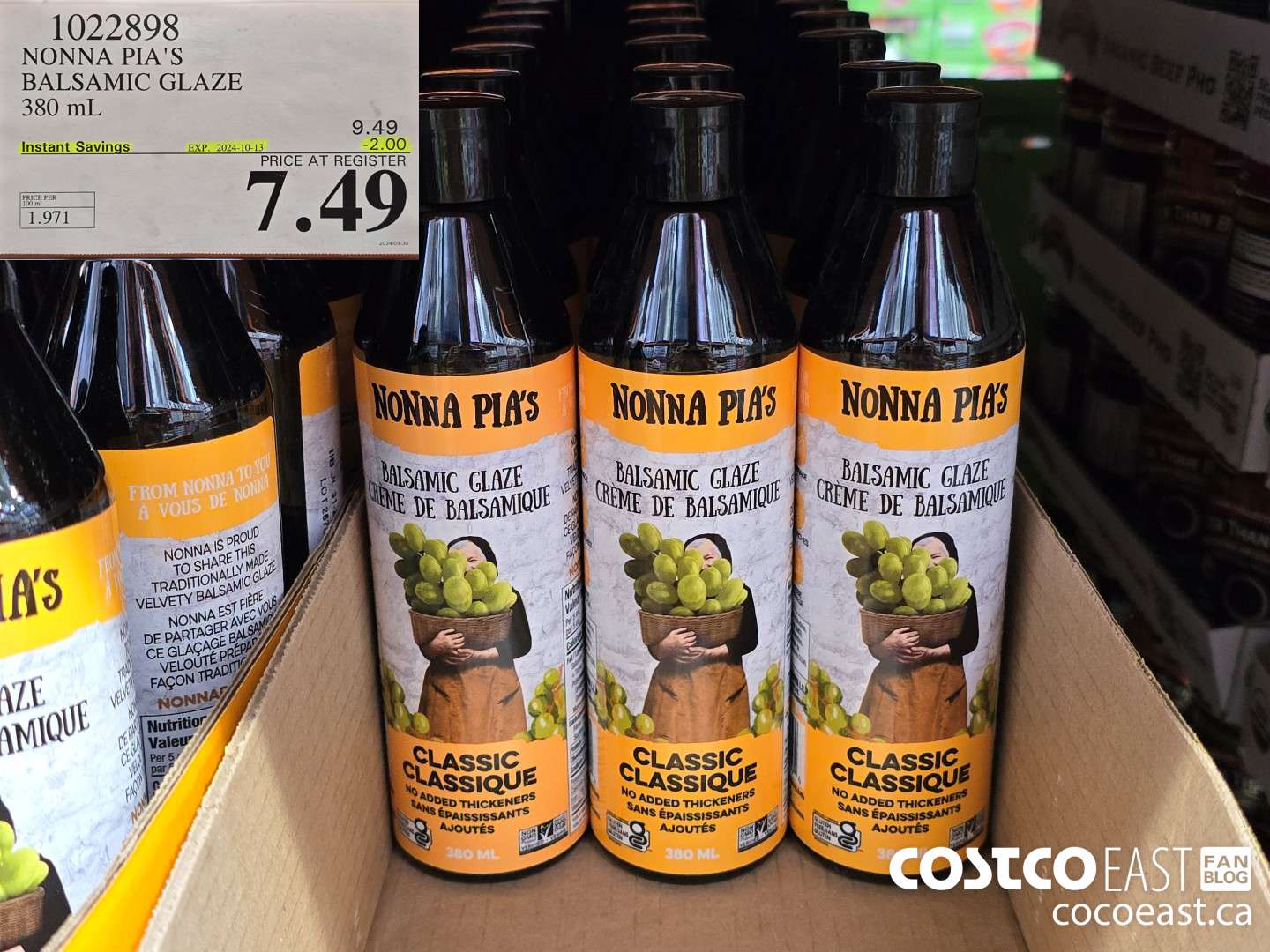 1022898 NONNA PIA'S BALSAMIC GLAZE 380 ML ($2.00 INSTANT SAVINGS EXPIRES ON 2024-10-13) $7.49