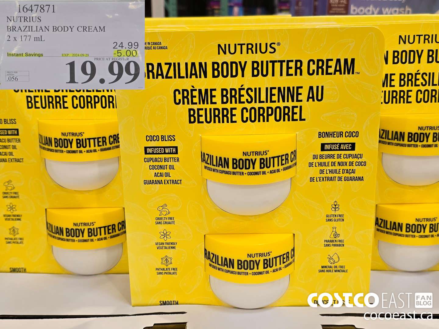 1647871 NUTRIUS BRAZILIAN BODY CREAM 2 X 177ML ($5.00 INSTANT SAVINGS EXPIRES ON 2024-09-29) $19.99