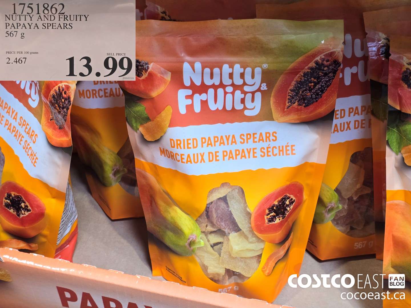 1751862 NUTTY AND FRUITY PAPAYA SPEARS 567 g $13.99