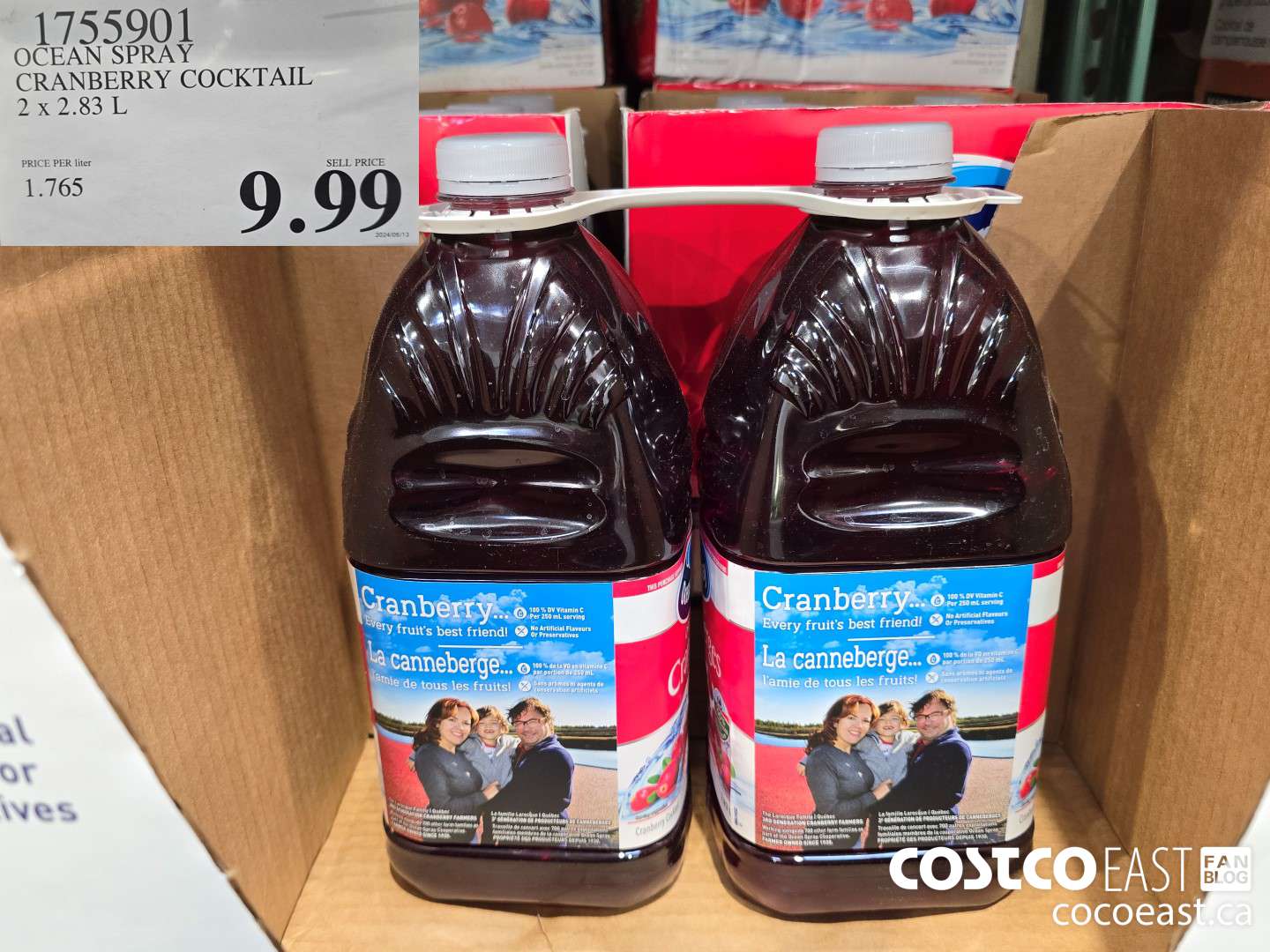 1755901 OCEAN SPRAY CRANBERRY COCKTAIL 2 x 2.83 L $9.99