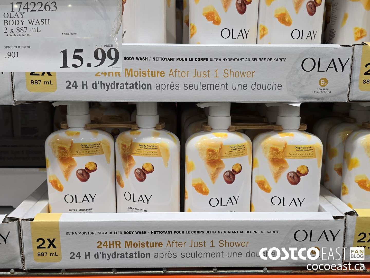 1742263 OLAY BODY WASH 2 X 887 mL $15.99