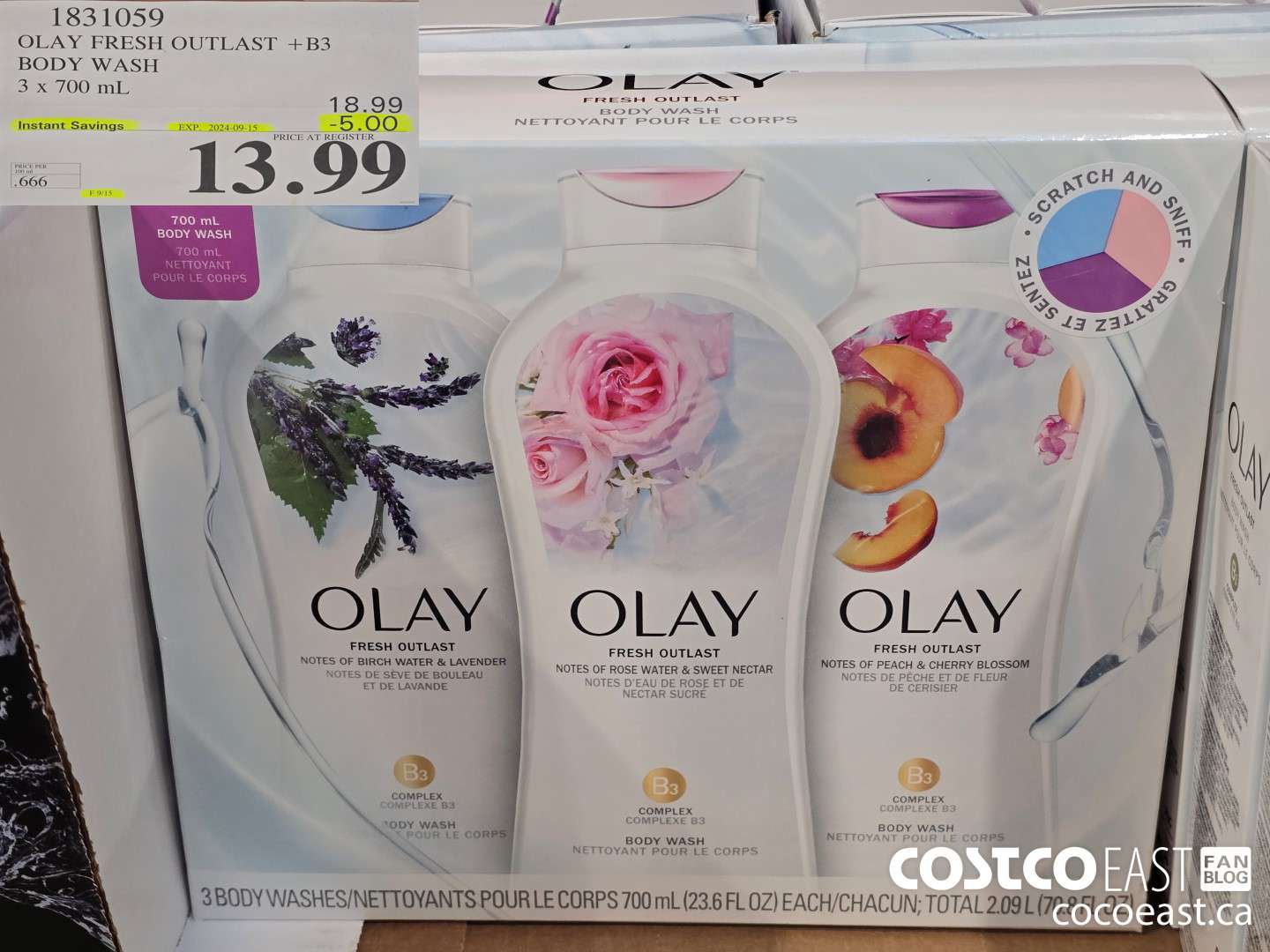 1831059 OLAY FRESH OUTLAST +B3 BODY WASH 3 X 700 ML 2024-09 ($5.00 INSTANT SAVINGS) $13.99