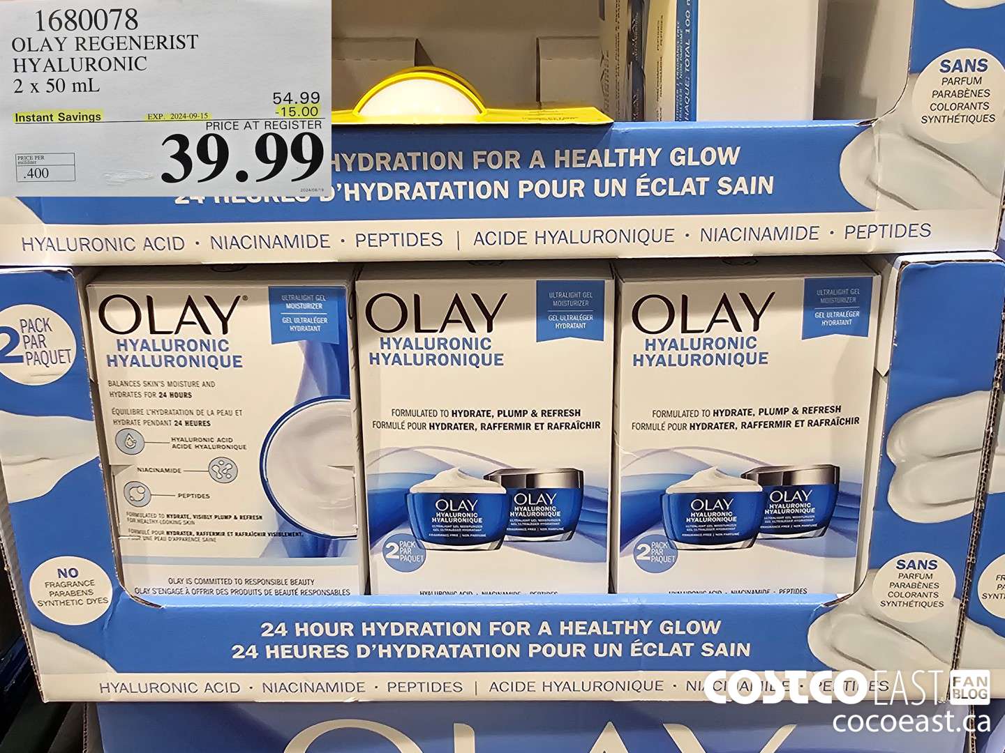 1680078 OLAY REGENERIST HYALURONIC 2 X 50 G ($15.00 INSTANT SAVINGS EXPIRES ON 2024-09-15) $39.99