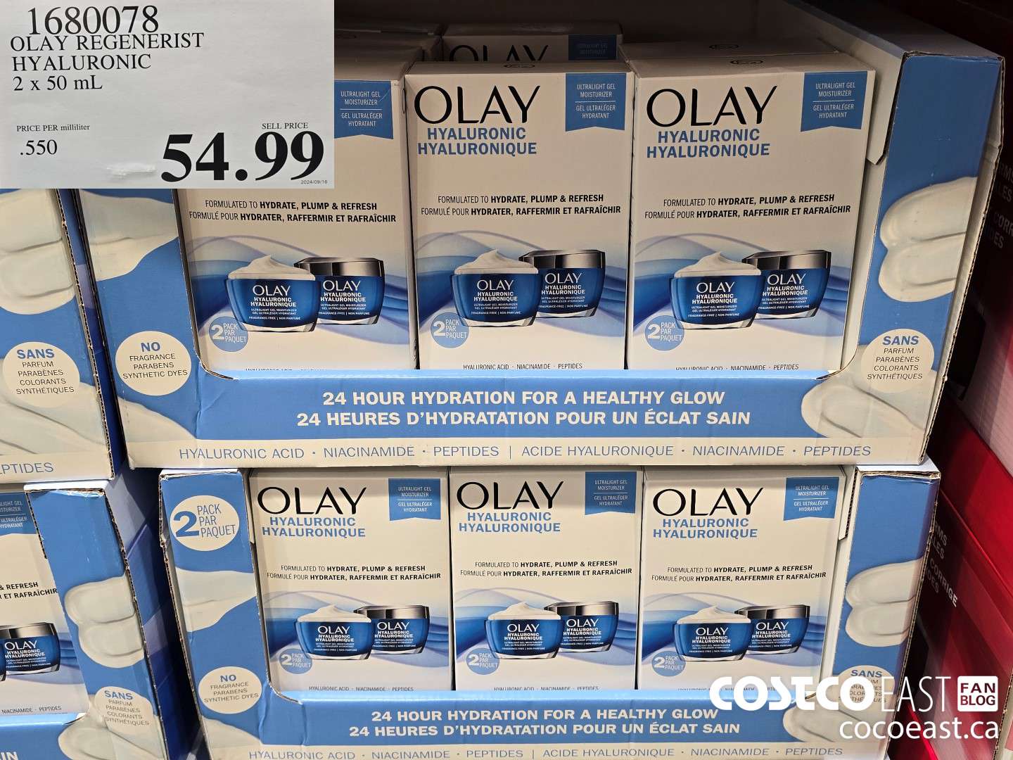 1680078 OLAY REGENERIST HYALURONIC 2 X 50 G $54.99