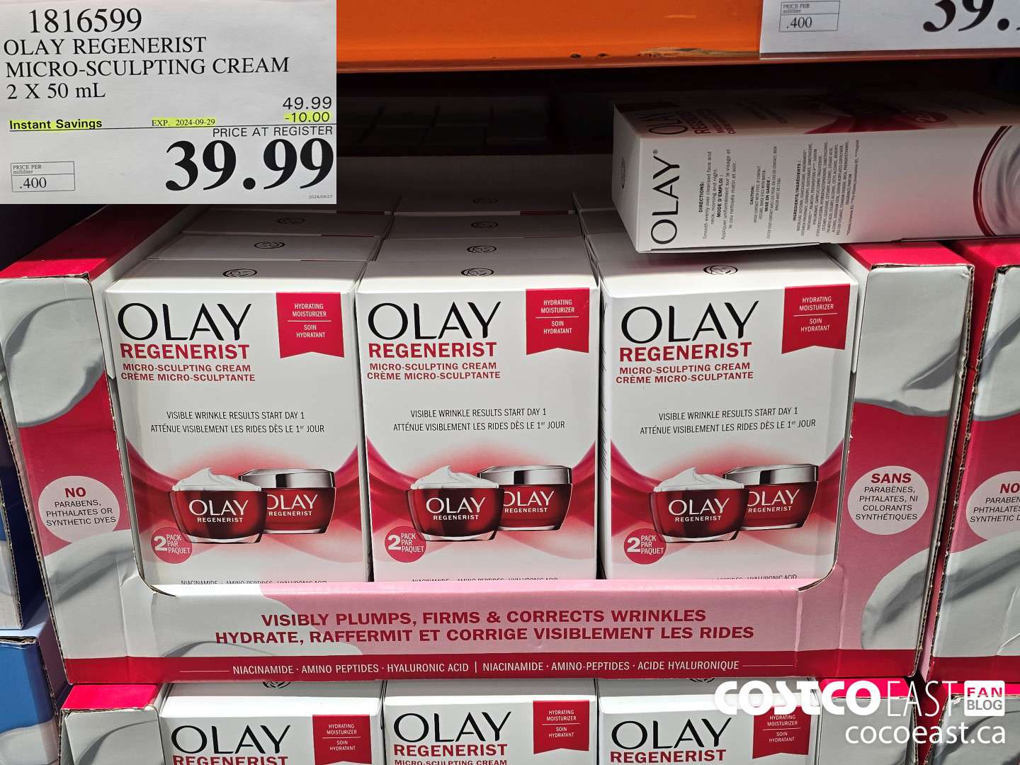 1816599 OLAY REGENERIST MICRO-SCULPTING CREAM 2 X 50 ML ($10.00 INSTANT SAVINGS EXPIRES ON 2024-09-29) $39.99