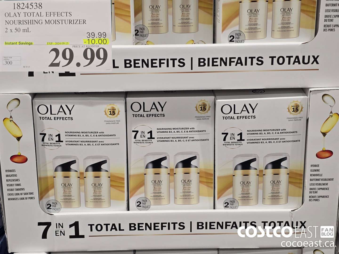 1824538 OLAY TOTAL EFFECTS NOURISHING MOISTURIZER 2 x 50 mL ($10.00 INSTANT SAVINGS EXPIRES ON 2024-09-15) $29.99