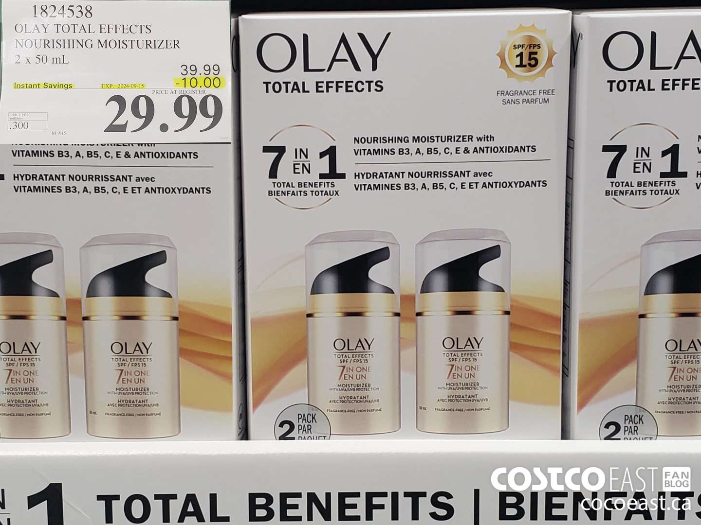 1824538 OLAY TOTAL EFFECTS NOURISHING MOISTURIZER 2 x 50 mL ($10.00 INSTANT SAVINGS EXPIRES ON 2024-09-15) $29.99