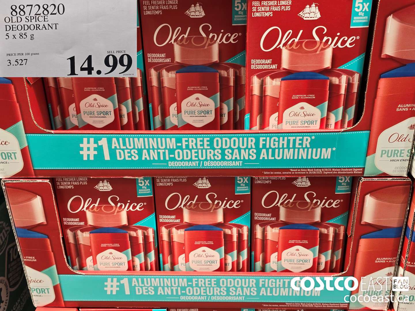 8872820 OLD SPICE DEODORANT 5 x 85G $14.99