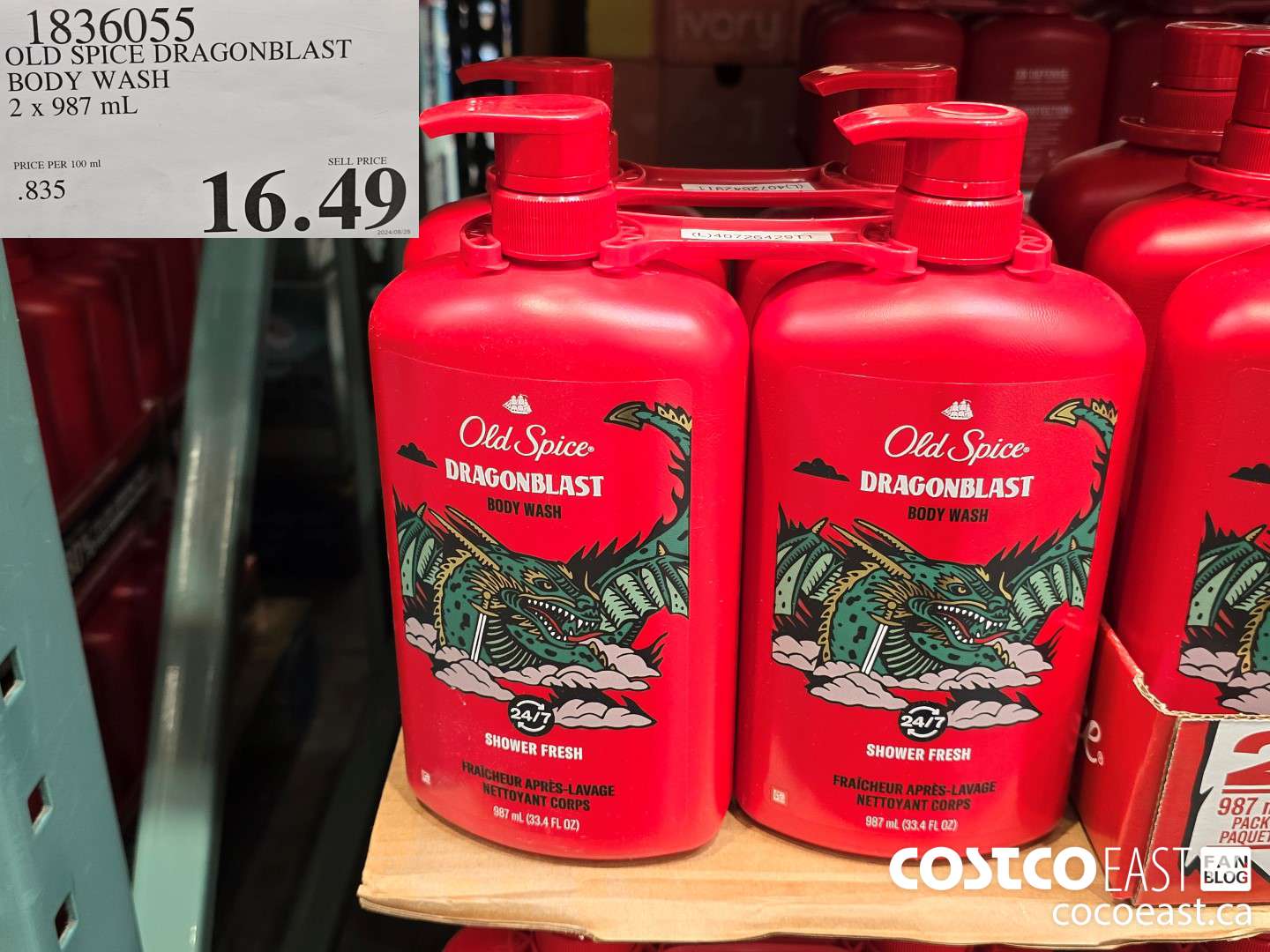 1836055 OLD SPICE DRAGONBLAST BODY WASH 2 X 987 mL $16.49