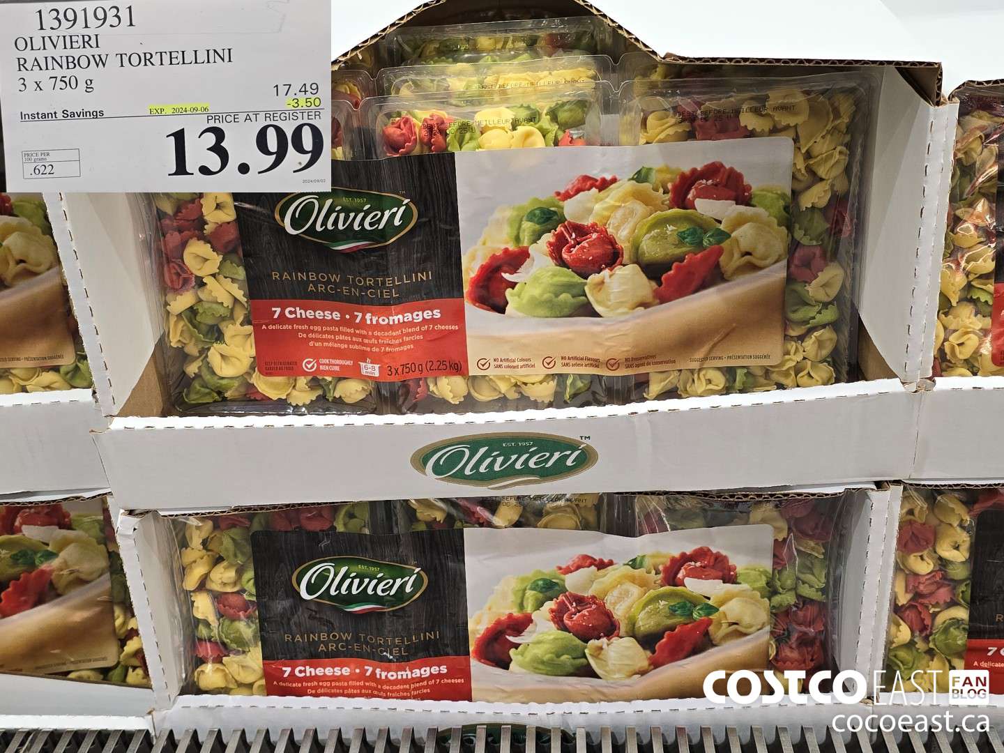1391931 OLIVIERI RAINBOW TORTELLINI 3 x 750 g ($3.50 INSTANT SAVINGS EXPIRES ON 2024-09-06) $13.99