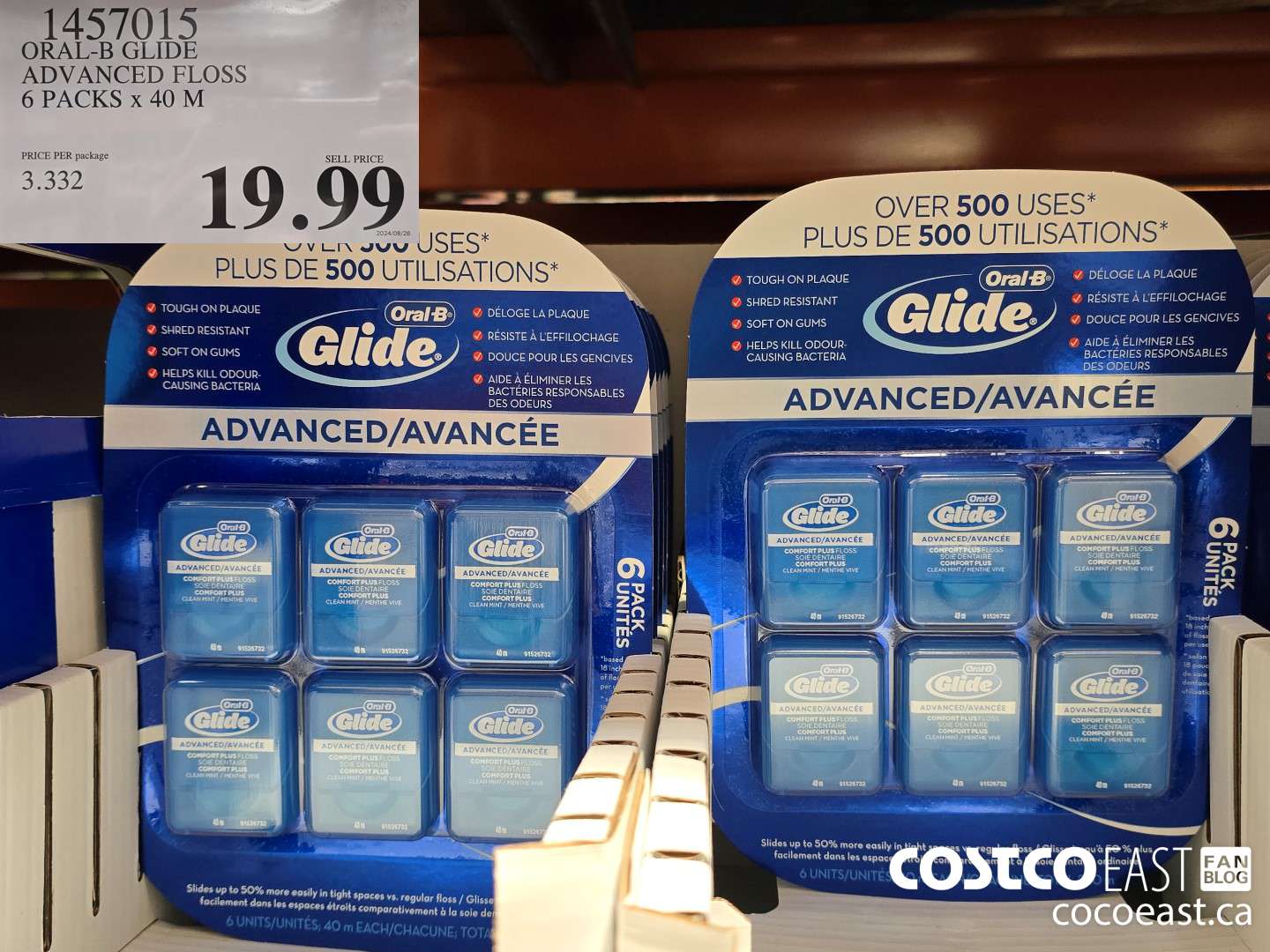 1457015 ORAL-B GLIDE ADVANCED FLOSS 6 PACKS X 40 M $19.99