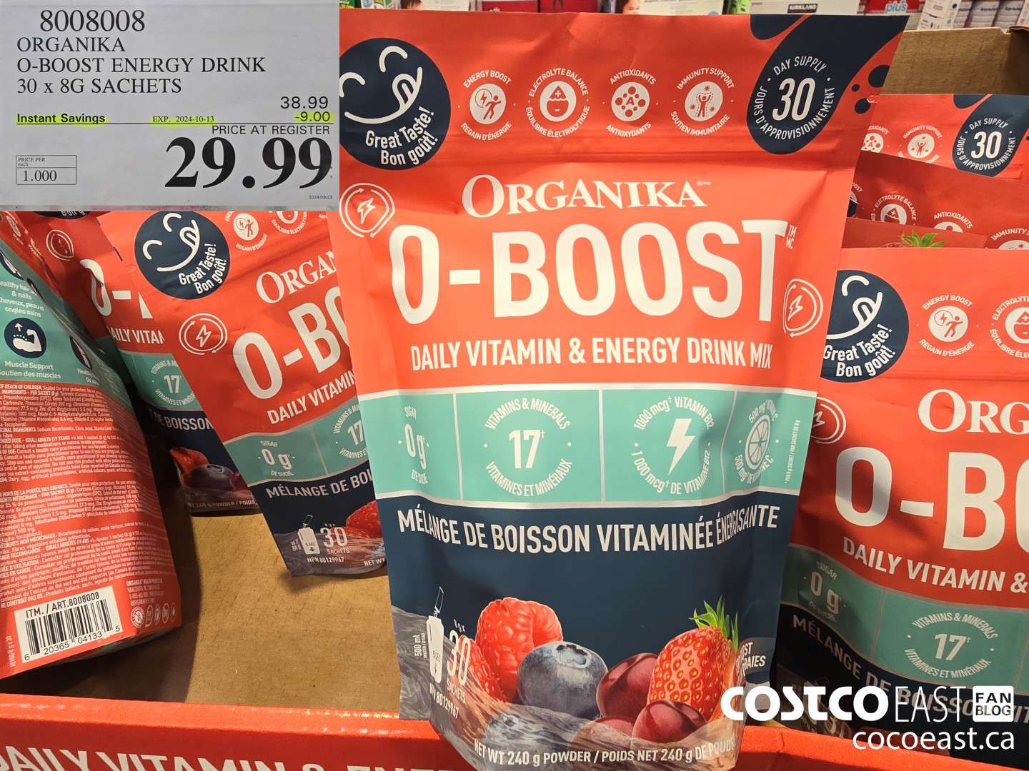 8008008 ORGANIKA O-BOOST ENERGY DRINK 30 x 8G SACHETS ($9.00 INSTANT SAVINGS EXPIRES ON 2024-10-13) $29.99