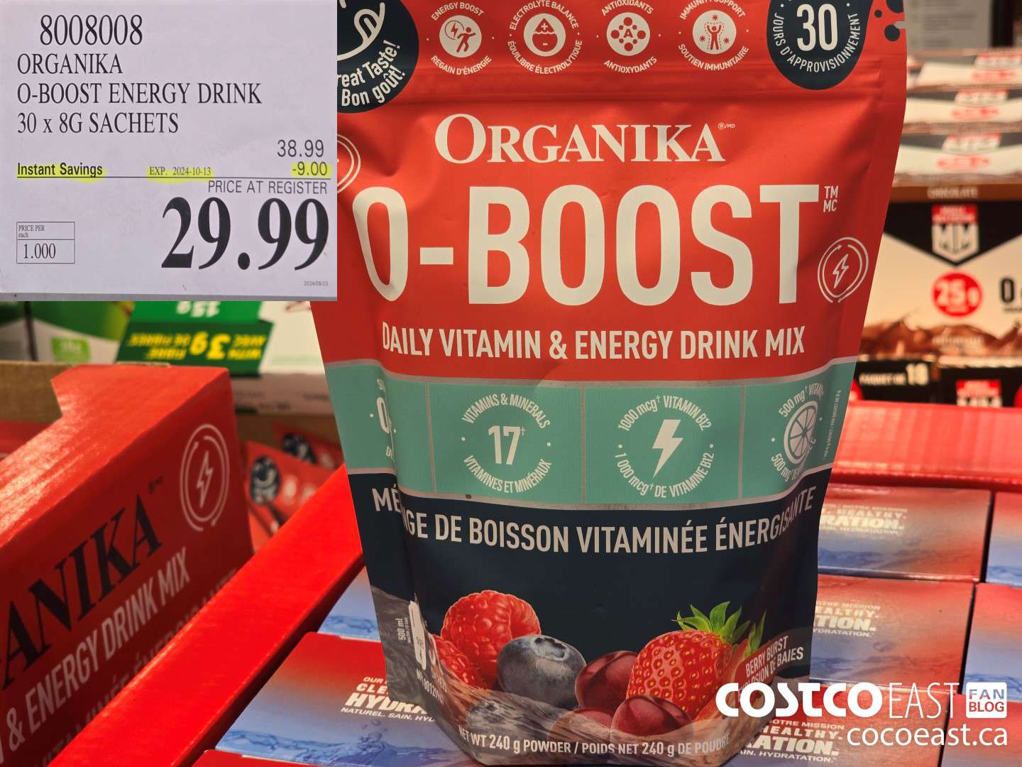 8008008 ORGANIKA O-BOOST ENERGY DRINK 30 x 8G SACHETS ($9.00 INSTANT SAVINGS EXPIRES ON 2024-10-13) $29.99