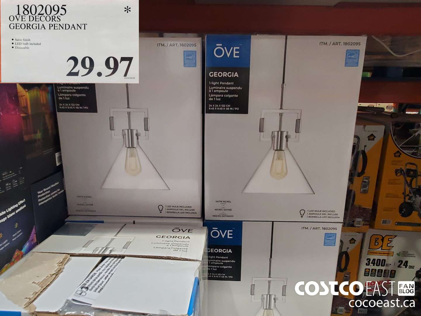 1802095 OVE DECORS GEORGIA PENDANT $29.97