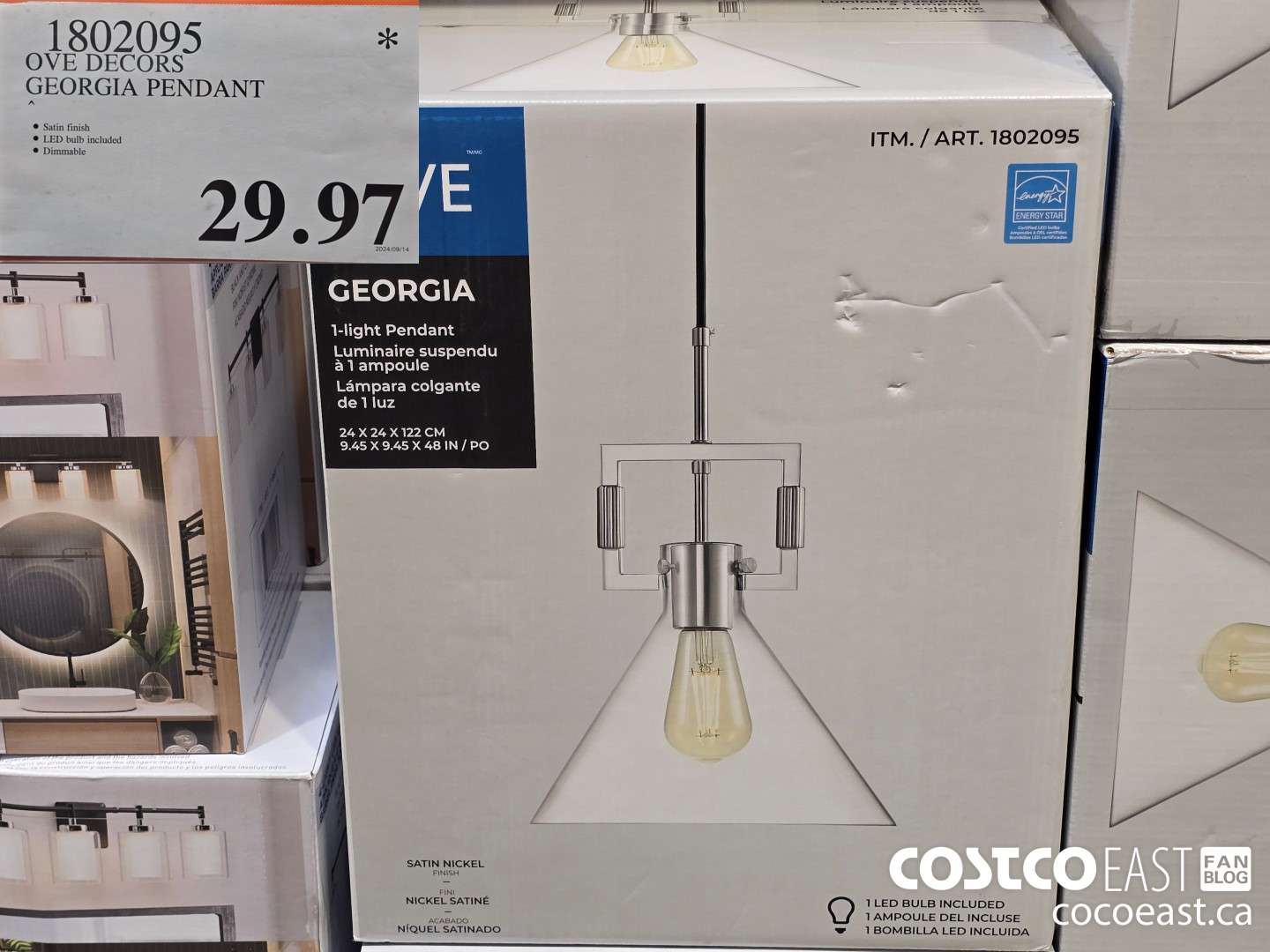 1802095 OVE DECORS GEORGIA PENDANT $29.97