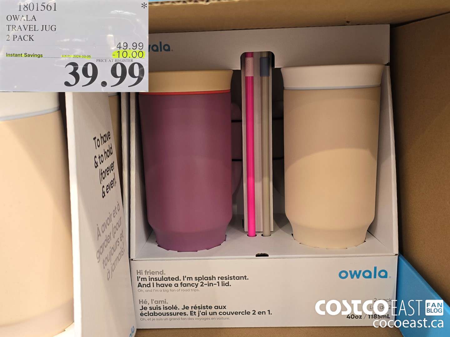 1801561 OWALA TRAVEL JUG 2 PACK ($10.00 INSTANT SAVINGS EXPIRES ON 2024-10-06) $39.99