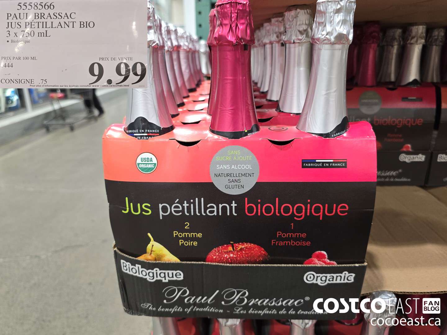 5558566 PAUL BRASSAC ORGANIC SPARKLING JUICE 3 X 750ML $9.99