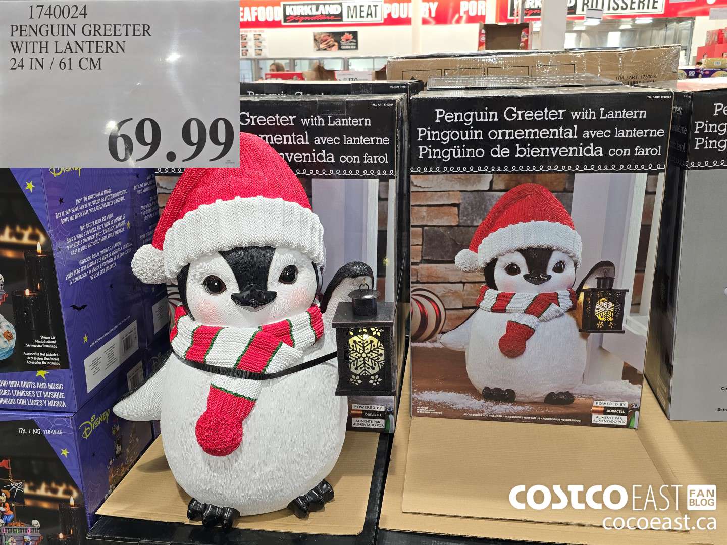 1740024 PENGUIN GREETER WITH LANTERN 24 IN / 61 CM $69.99