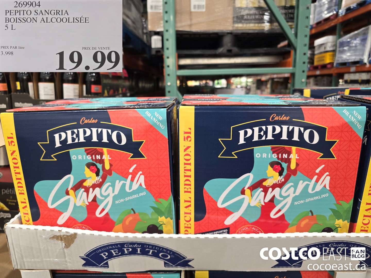 269904 PEPITO SANGRIA BOISSON ALCOOLISEE 5L $19.99
