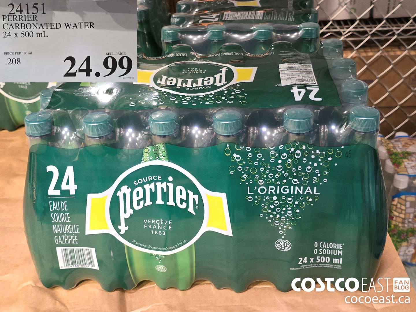 24151 PERRIER SPARKLING WATER 24 x 500 mL $24.99