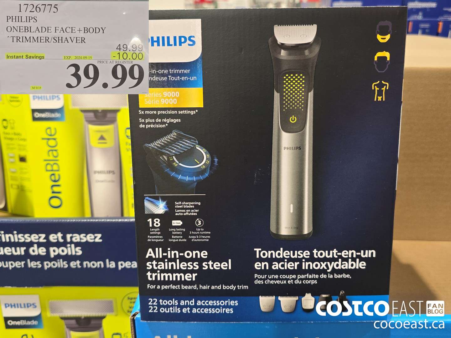 1726775 PHILIPS ONEBLADE FACE+ BODY TRIMMER/SHAVER ($10.00 INSTANT SAVINGS EXPIRES ON 2024-09-15) $39.99