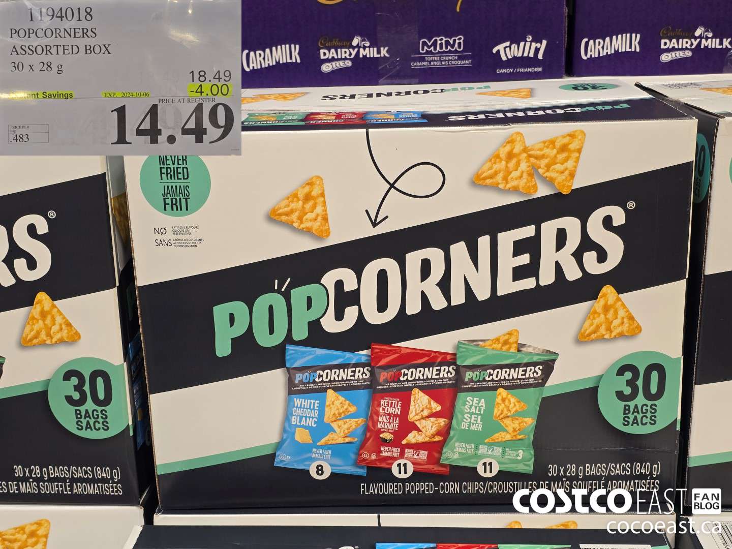 1194018 POPCORNERS ASSORTED BOX 30 x 28 G ($4.00 INSTANT SAVINGS EXPIRES ON 2024-10-06) $14.49