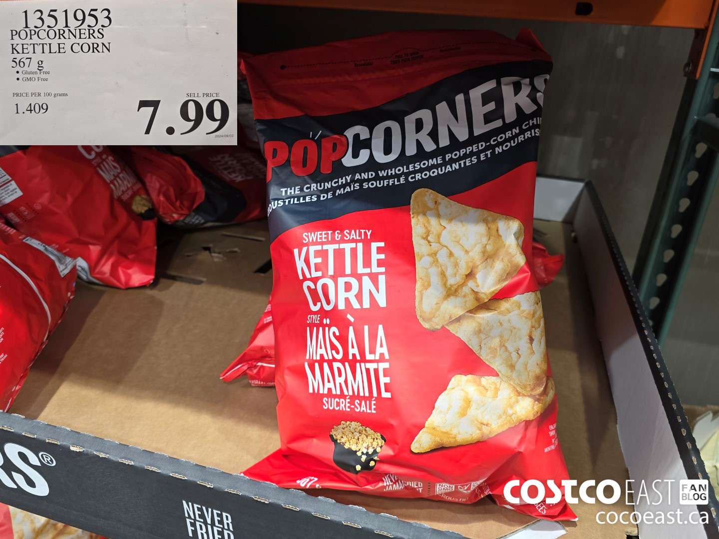 1351953 POPCORNERS KETTLE POPPED CHIPS 567 G $7.99