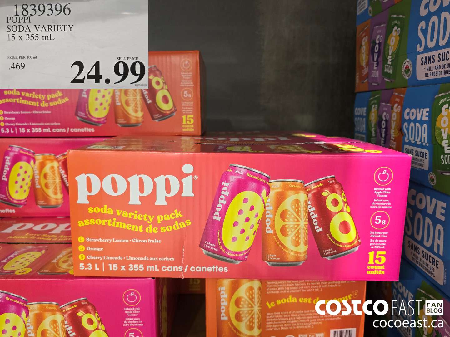 1839396 POPPI SODA VARIETY 15 x 355 mL $24.99