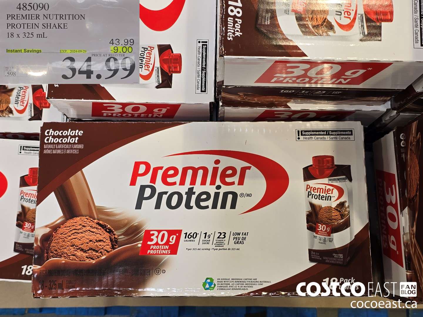 485090 PREMIER NUTRITION PROTEIN SHAKE 18 x 325 mL ($9.00 INSTANT SAVINGS EXPIRES ON 2024-09-29) $34.99