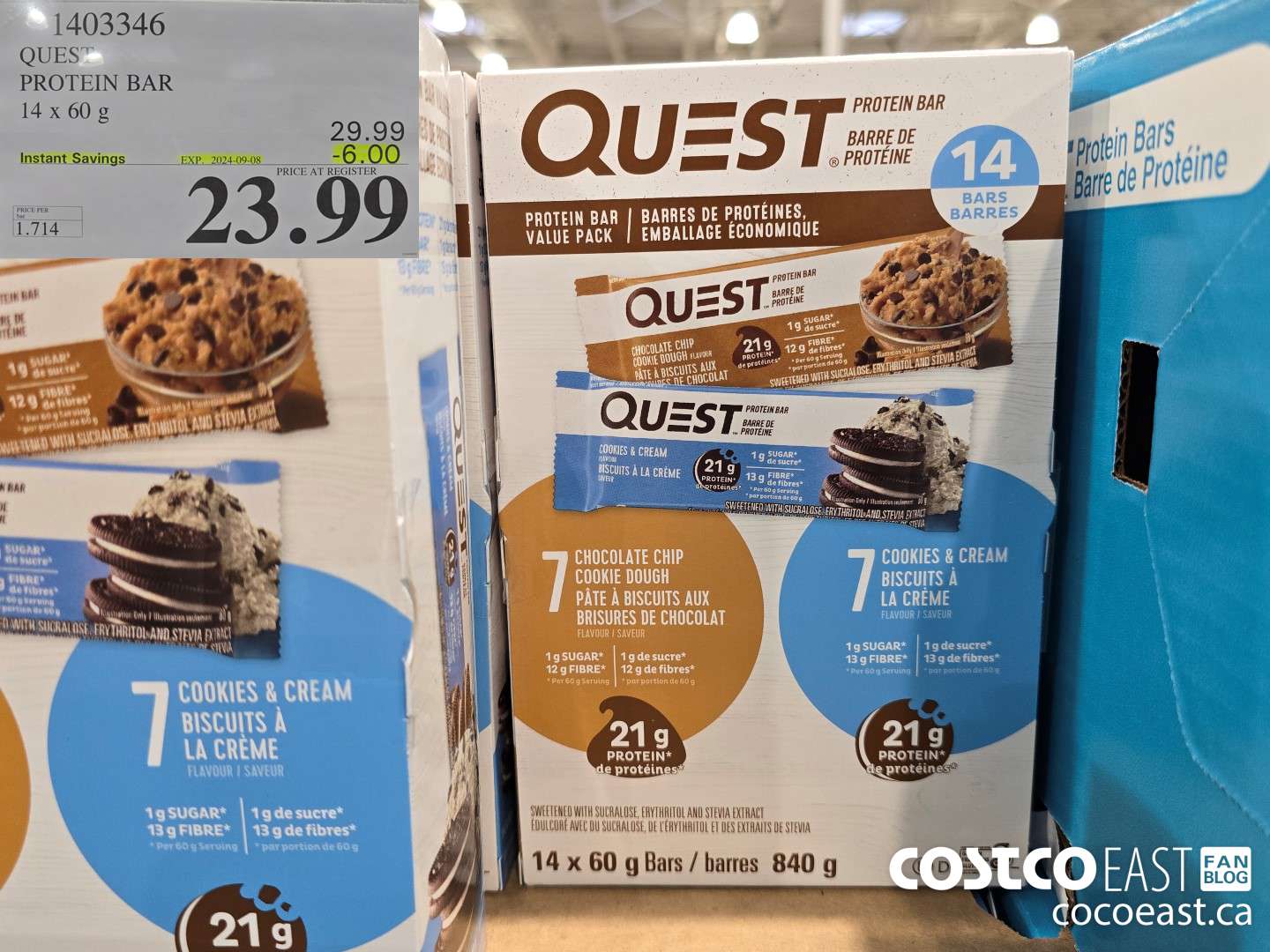 1403346 QUEST PROTEIN BARS 14 X 60G ($6.00 INSTANT SAVINGS EXPIRES ON 2024-09-08) $23.99