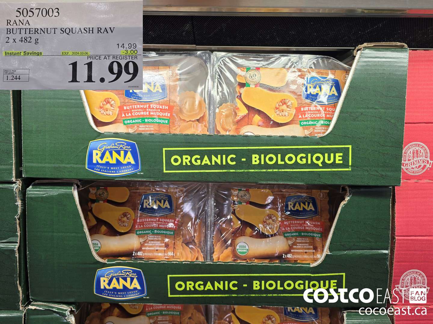 5057003 RANA BUTTERNUT SQUASH RAVIOLI 2 x 482 g ($3.00 INSTANT SAVINGS EXPIRES ON 2024-10-06) $11.99