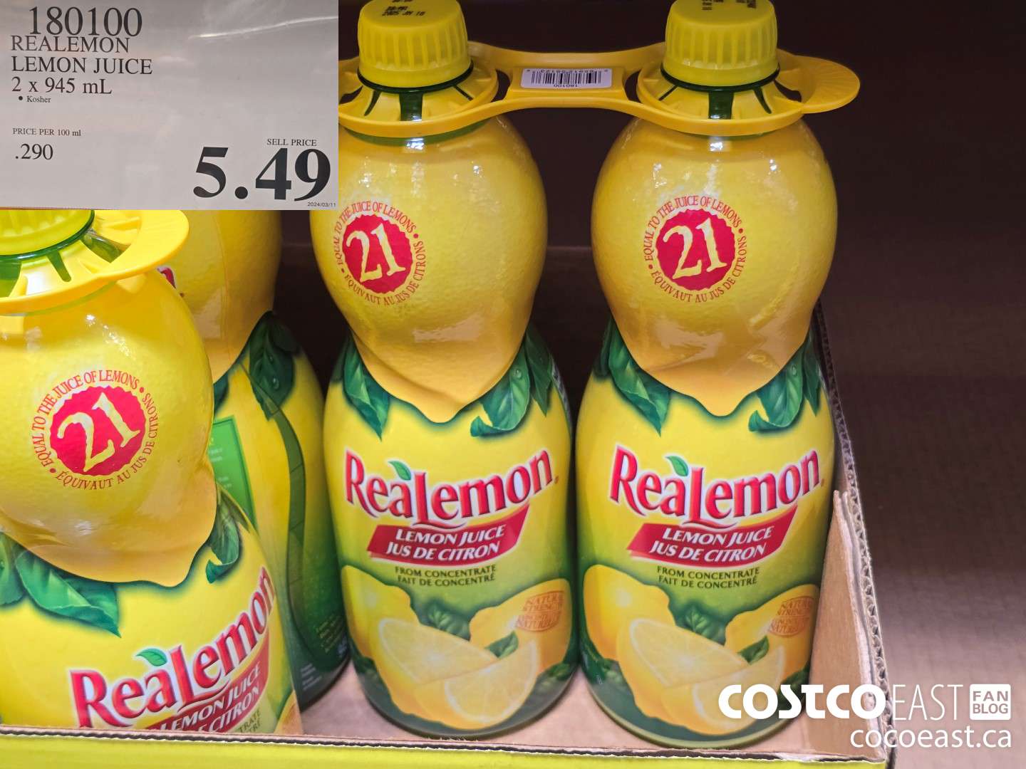 180100 REALEMON LEMON JUICE 2 X 945 ML $5.49
