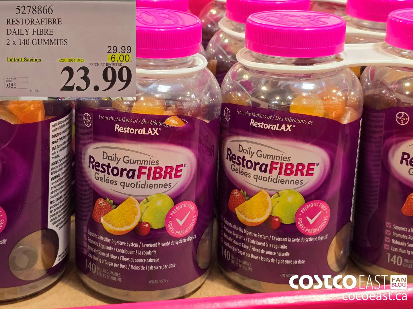 5278866 RESTORAFIBRE DAILY FIBRE 2 X 140 GUMMIES ($6.00 INSTANT SAVINGS EXPIRES ON 2024-10-27) $23.99