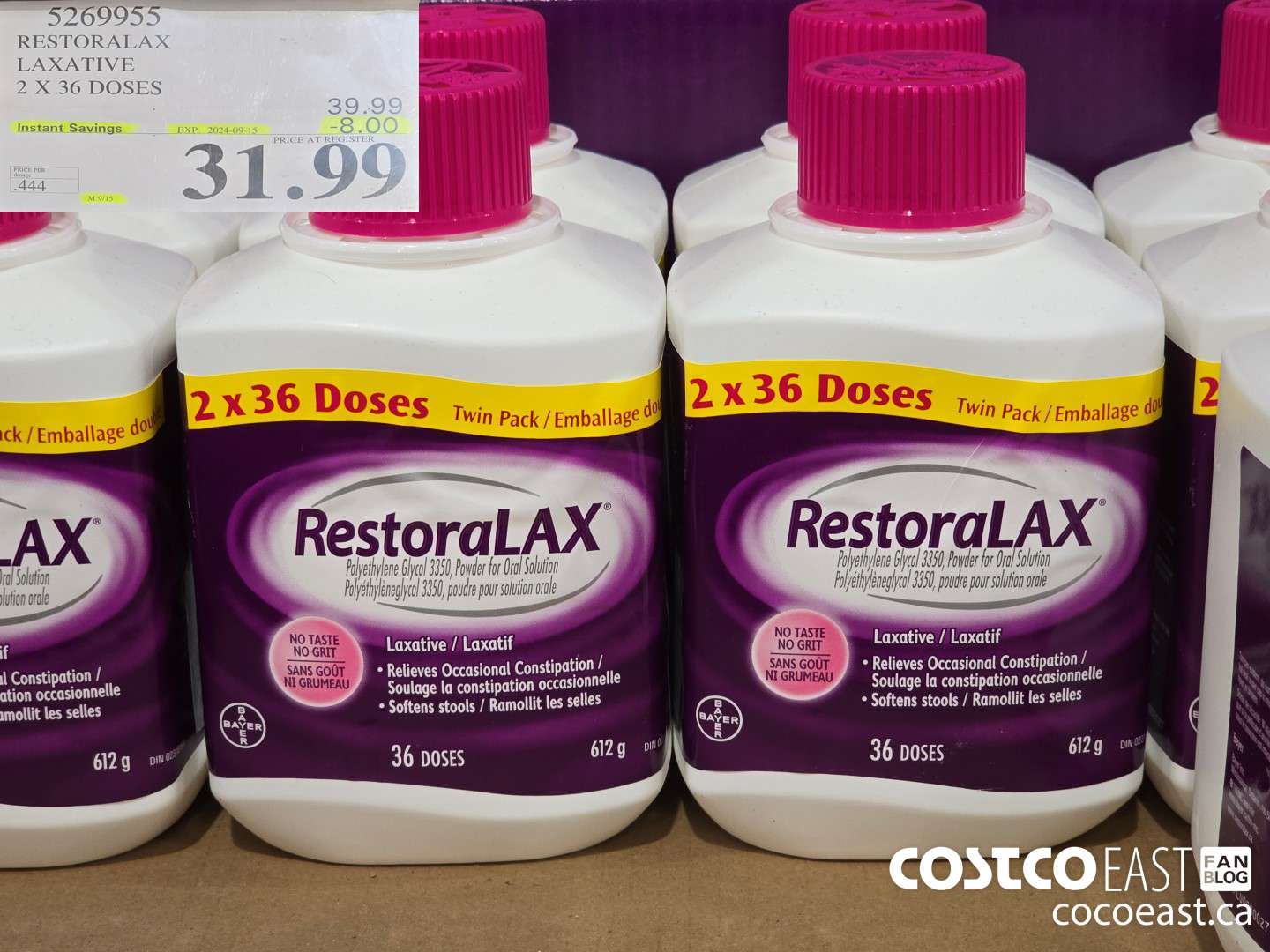 5269955 RESTORALAX LAXATIVE 2 X 36 DOSES ($8.00 INSTANT SAVINGS EXPIRES ON 2024-09-15) $31.99