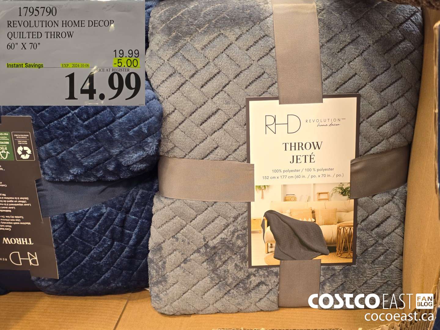 1795790 REVOLUTION HOME DECOR QUILTED THROW 60