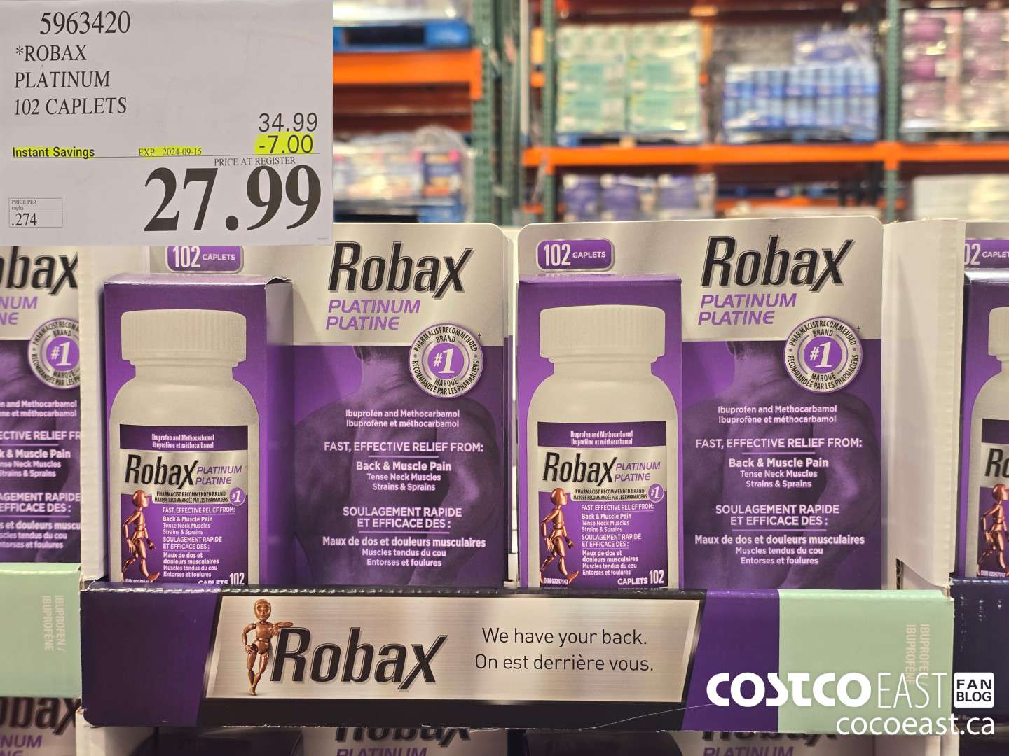 5963420 ROBAX PLATINUM 102 CAPLETS ($7.00 INSTANT SAVINGS EXPIRES ON 2024-09-15) $27.99