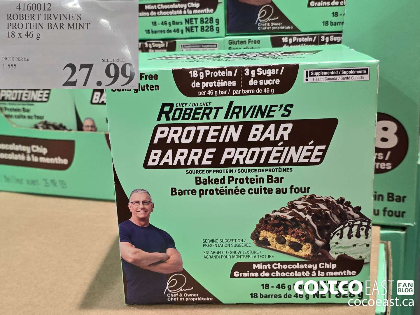 4160012 ROBERT IRVINE'S PROTEIN BAR MINT 18 x 46 g $27.99