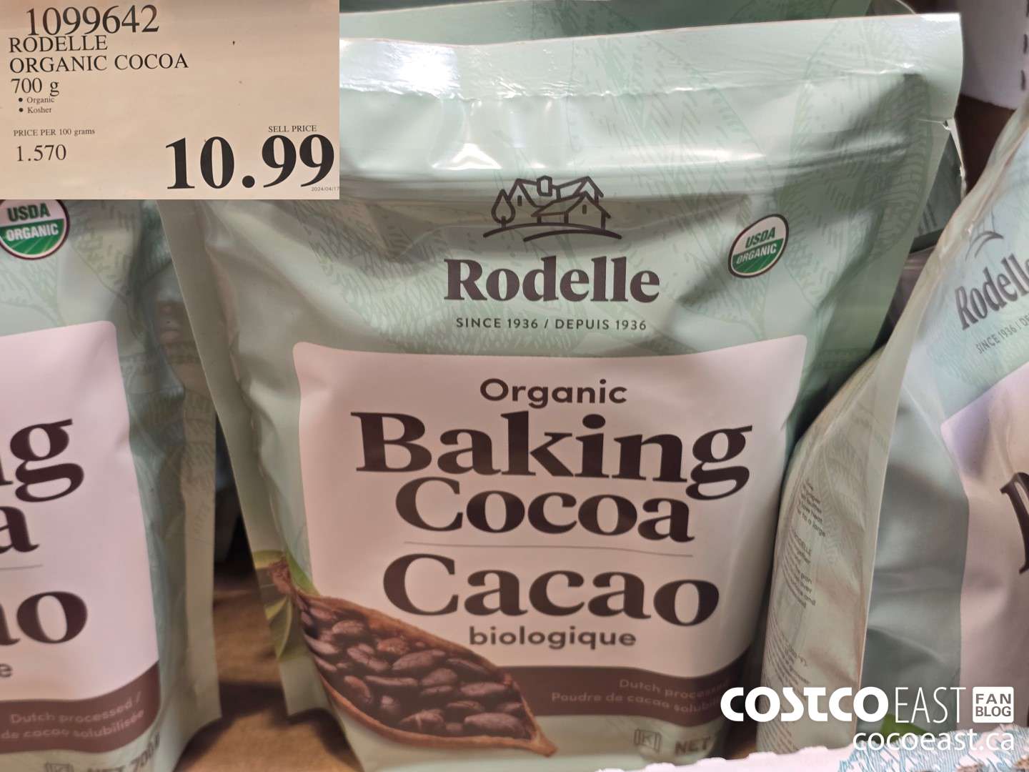 1099642 RODELLE ORGANIC COCOA 700 G $10.99