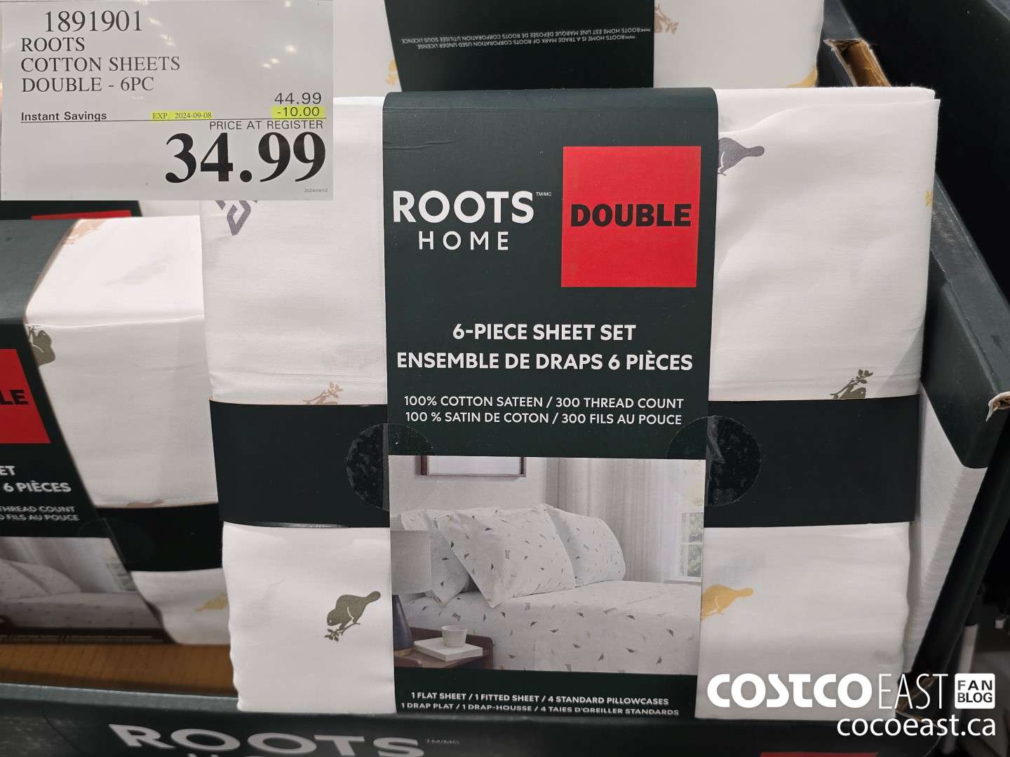 1891901 ROOTS COTTON SHEETS DOUBLE - 6PC ($10.00 INSTANT SAVINGS EXPIRES ON 2024-09-08) $34.99