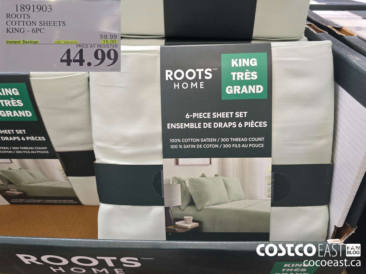 1891903 ROOTS COTTON SHEETS KING - 6PC ($15.00 INSTANT SAVINGS EXPIRES ON 2024-09-22) $44.99